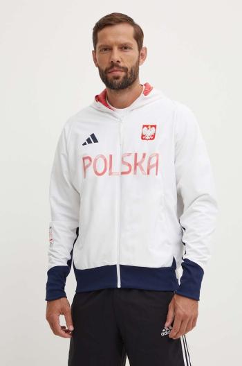 Bunda adidas Performance Polska pánska, biela farba, prechodná, JF6676