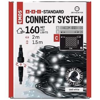 EMOS Standard LED spojovacia vianočná reťaz – sieť, 1,5 × 2 m, vonkajšia, studená biela (D1DC01)