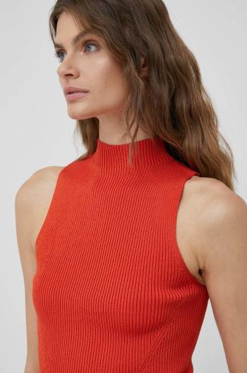 Vesta Calvin Klein dámsky, oranžová farba, s polorolákom