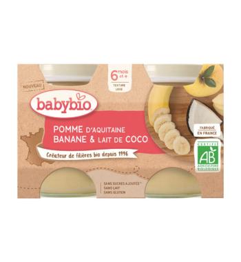 BABYBIO Jablko banán s kokosovým mliekom 2x 130 g