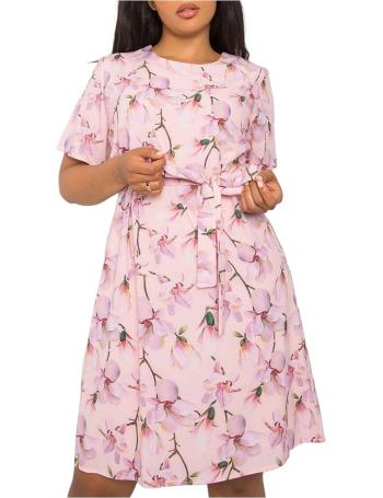 Svetloružové kvetinové šaty s opaskom vel. 44