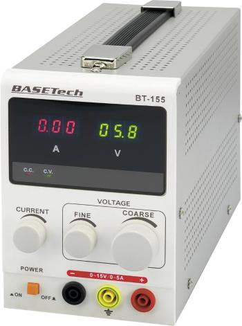 laboratórny zdroj s nastaviteľným napätím Basetech BT-155, 0 - 15 V/DC, 0 - 5 A, 75 W