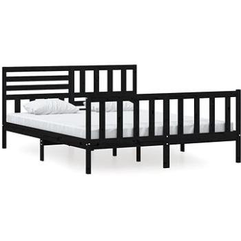 Rám postele čierny masívne drevo 160 × 200 cm, 3101167