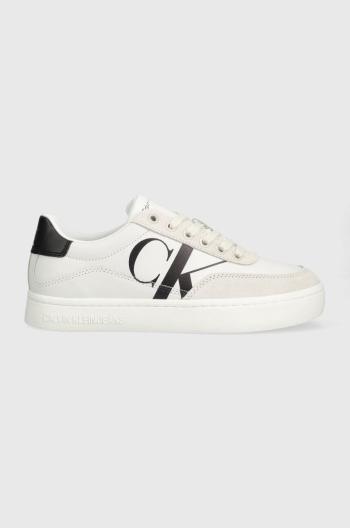 Kožené tenisky Calvin Klein Jeans CLASSIC CUPSOLE LACE biela farba, YW0YW01057