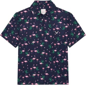 Callaway Boys All Over Flamingo Printed Peacoat M Polo košeľa