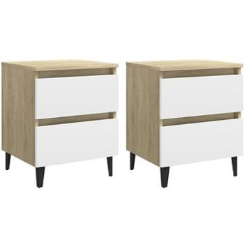 Nočné stolíky 2 ks biele a dub sonoma 40 × 35 × 50 cm drevotrieska (805880)