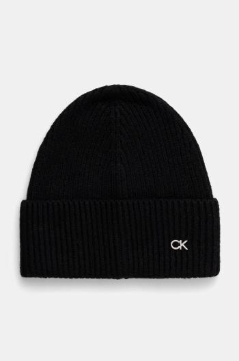 Vlnená čiapka Calvin Klein čierna farba, vlnená, K60K612592