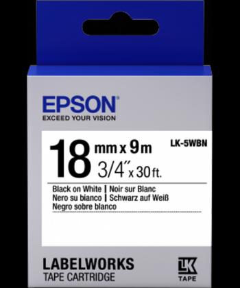 Epson LabelWorks LK-5WBN C53S655006 18mm x 9m, čierna tlač / biely podklad, originálna páska