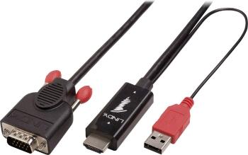 LINDY HDMI / VGA káblový adaptér #####HDMI-A Stecker, #####VGA 15pol. Stecker 3.00 m čierna 41457  #####HDMI-Kabel
