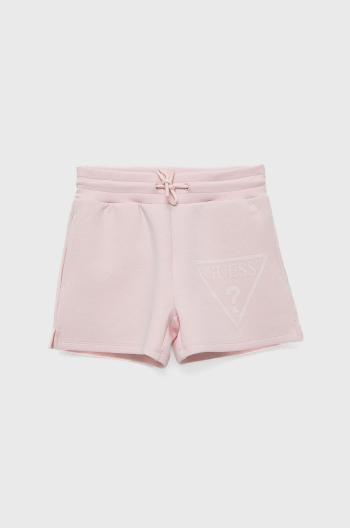 Detské krátke nohavice Guess ružová farba, jednofarebné, nastaviteľný pás