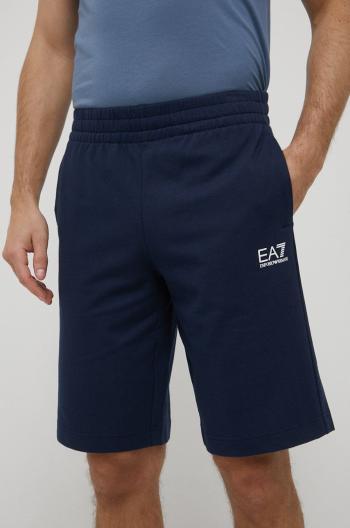 Bavlnené šortky EA7 Emporio Armani pánske, tmavomodrá farba,