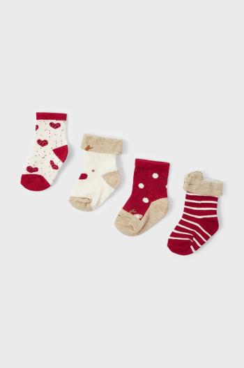 Detské ponožky Mayoral Newborn (4-pak) červená farba