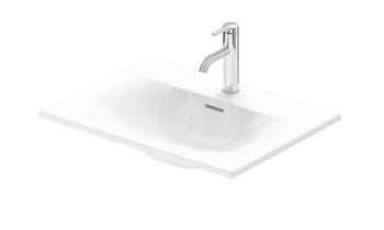 DURAVIT - Viu Umývadlo na dosku, 600x450 mm, zápustné, s prepadom, s otvorom na batériu, WonderGliss, biela 03856000001