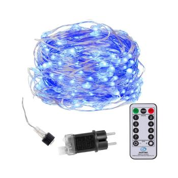 LED reťaz Nano - 30m, 300LED, 8 funkcií, ovládač, IP44, modrá