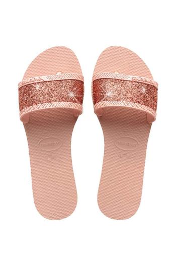 Šľapky Havaianas YOU ANGRA GLITTER dámske, ružová farba, 4148294.0076