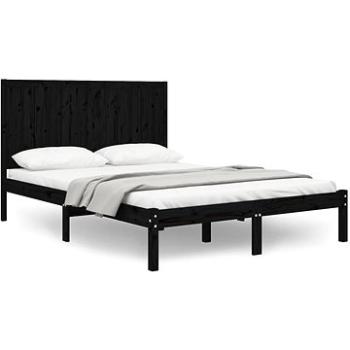 Rám postele čierny masívna borovica 140 × 200 cm, 3105734