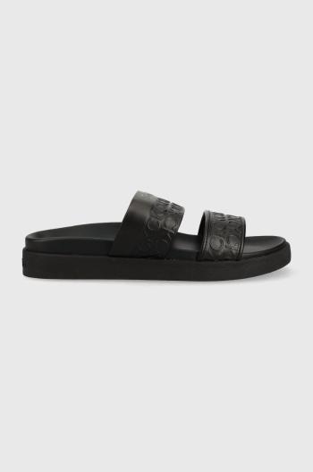 Šľapky Calvin Klein ERGO SLIDE - HF MONO dámske, čierna farba, HW0HW01535