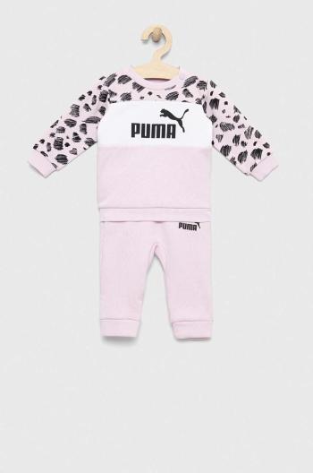 Detská tepláková súprava Puma ESS+ MATES Infants Jogger FL ružová farba