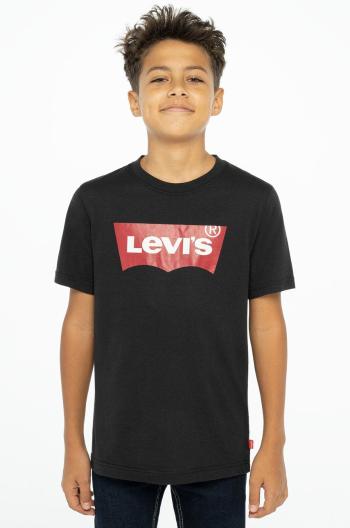 Detské tričko Levi's čierna farba, s potlačou