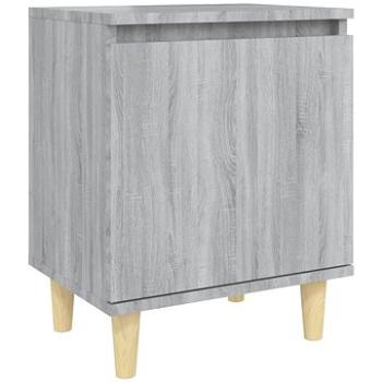 SHUMEE Nočný stolík masívne drevené nohy sivý sonoma 40 × 30 × 50 cm, 813112