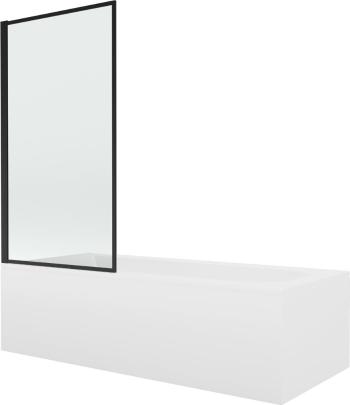 MEXEN/S - Vega obdĺžniková vaňa 180 x 80 cm s panelom + vaňová zástena 80 cm, čierna vzor fix 550118080X9308007070