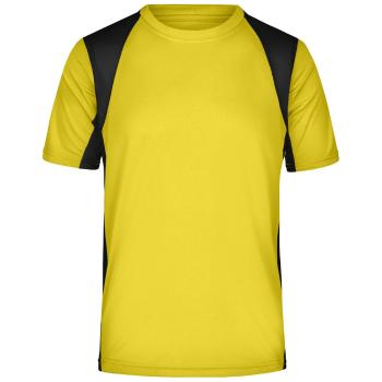James & Nicholson Pánske športové tričko s krátkym rukávom JN306 - Žltá / čierna | XL