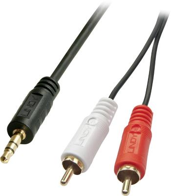 LINDY 35680 cinch / jack audio prepojovací kábel [2x cinch zástrčka - 1x jack zástrčka 3,5 mm] 1.00 m čierna