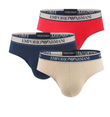 EMPORIO ARMANI - slipy 3PACK stretch cotton marine & rosso - limited edition-M (81-85 cm)