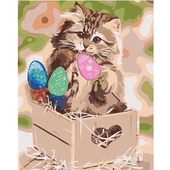 Maľovanie podľa čísel – Mačiatko a veľkonočné vajíčka (HRAmal00017nad)
