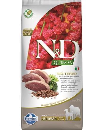 Farmina N&D dog QUINOA (GF) adult medium & maxi, neutered, duck, broccoli & asparagus 12kg