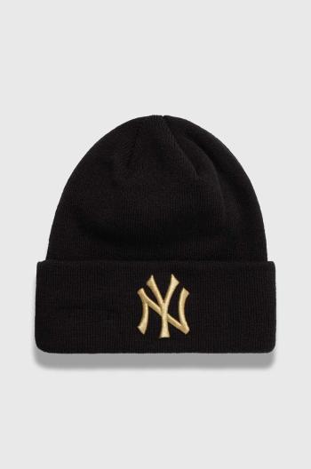 Čiapka New Era čierna farba, z hrubej pleteniny, NEW YORK YANKEES