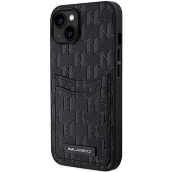 Karl Lagerfeld Saffiano Monogram Card Slot Zadný Kryt na iPhone 13 Black (KLHCP13MSAKLHPPK)