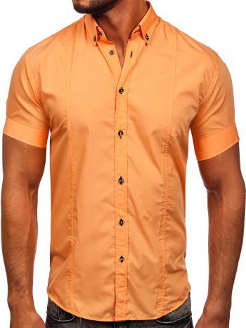 Oranžová pánska košeľa s krátkymi rukávmi Bolf 5528