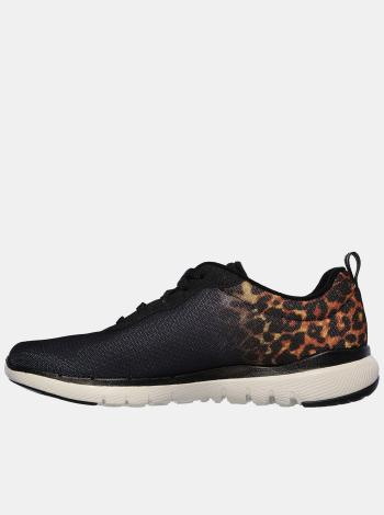 Skechers čierne tenisky Flex Appeal 3 s leopardím vzorom