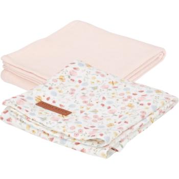 Little Dutch Swaddler Pure Soft Pink látkové plienky 2 ks Flowers & Butterflies 70x70 cm