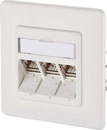 Metz Connect 130B12D31002-E sieťová zásuvka pod omietku panel s čelnou doskou a rámčekom CAT 6A 3 porty čisto biela