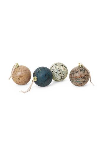 Sada vianočných ozdôb ferm LIVING Marble Baubles L 4-pak