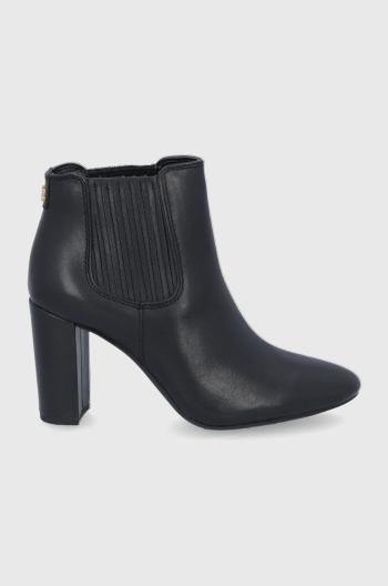 Kožené topánky Chelsea Lauren Ralph Lauren dámske, čierna farba, na podpätku