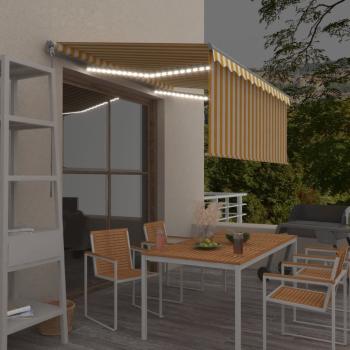 Ručne zaťahovacia markíza s roletou a LED 600x300 cm Dekorhome Bílá / žlutá