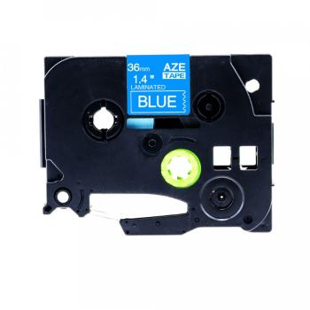 Kompatibilná páska s Brother TZ-565 / TZe-565, 36mm x 8m, biela tlač / modrý podklad