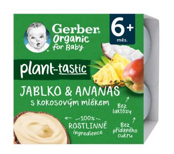 GERBER Organic 100% Dezert rastlinný jablko a ananás s kokosovým mliekom (4x 90 g)​