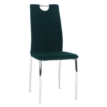 Jedálenská stolička, smaragdová Velvet látka/chróm, OLIVA NEW P1, poškodený tovar