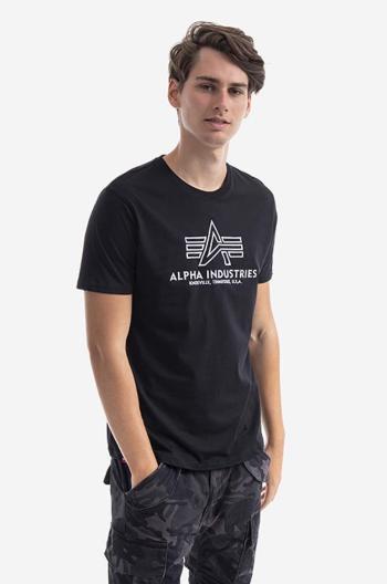 Bavlnené tričko Alpha Industries 118505.95-black, čierna farba, s nášivkou