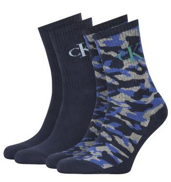 CALVIN KLEIN - 2PACK monogram blue ponožky-UNI