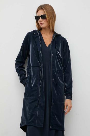 Nepremokavá bunda Rains 18550 String Parka dámska, tmavomodrá farba, prechodná