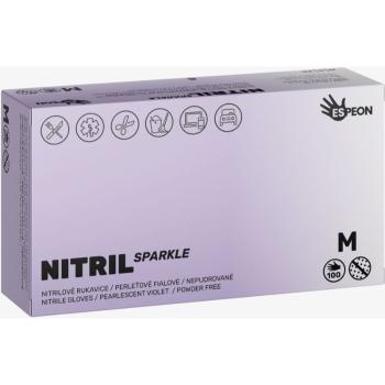 Espeon Nitril Sparkle Pearlescent Violet nitrilové nepudrované rukavice veľkosť M 2x50 ks