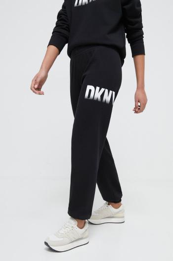 Tepláky Dkny čierna farba, s potlačou, DP3P3379