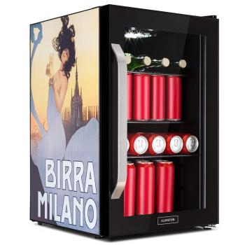 Klarstein Beersafe 70 Birra Milano Edition, chladnička, 70 litrov, 3 police, panoramatické sklenené dvere, nerezová oceľ