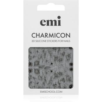 emi Charmicon Black Flowers nálepky na nechty 3D #176 1 ks