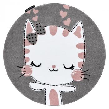 Okrúhly koberec PETIT - Mačička - sivý Round rug Kitten - grey priemer 140 cm
